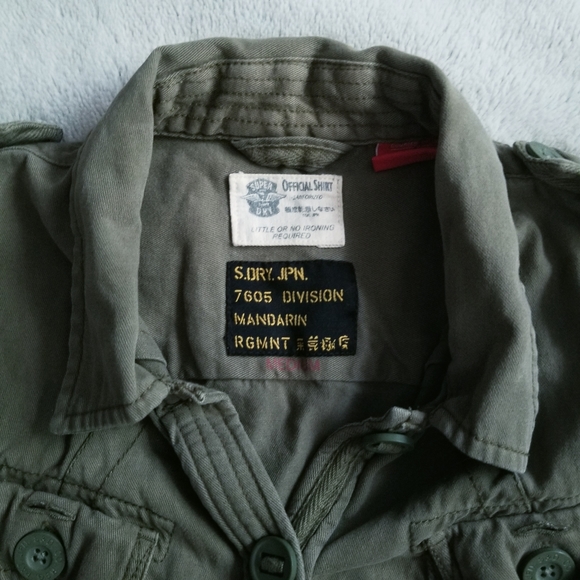 SUPERDRY JPN Black Label 7605 Division Super Aces Military Khaki Button Down M - Picture 6 of 16